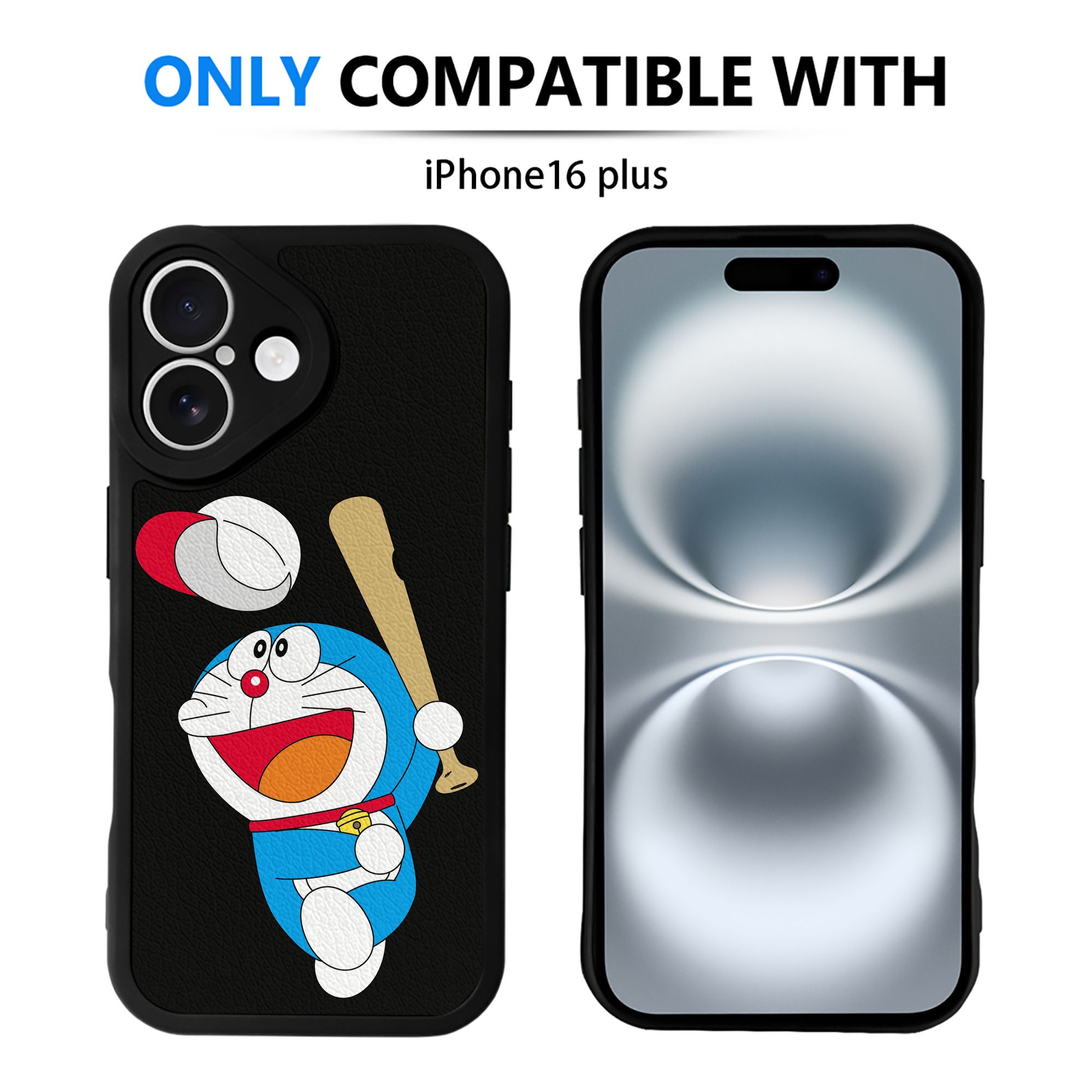 （画像用） ドラえもん Doraemon 【iPhone 16シリーズ対応】シリコンスマホケース（レザー調） 材質：シリコン